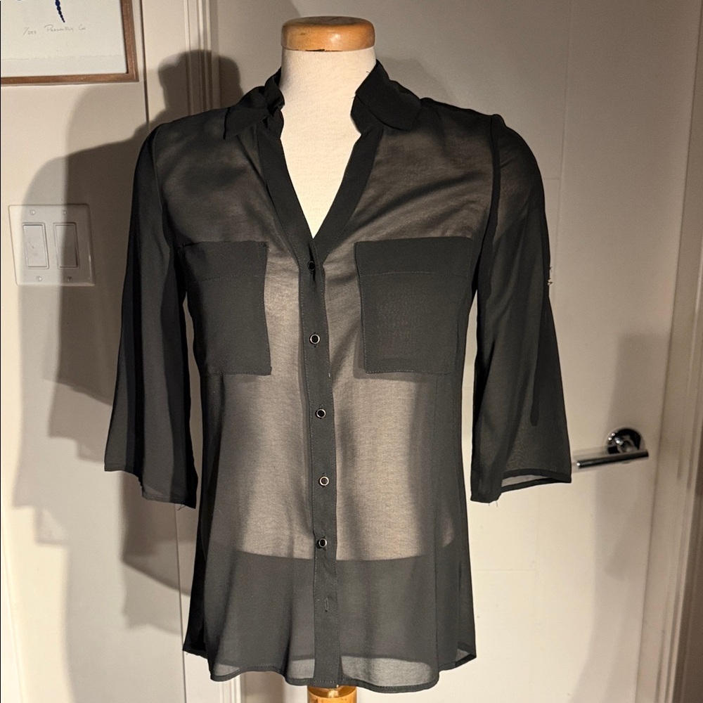 Dynamite Sheer Black Blouse